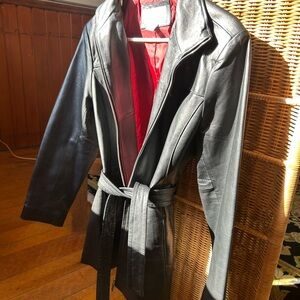 Worthington Real Leather Black Mid Length Jacket